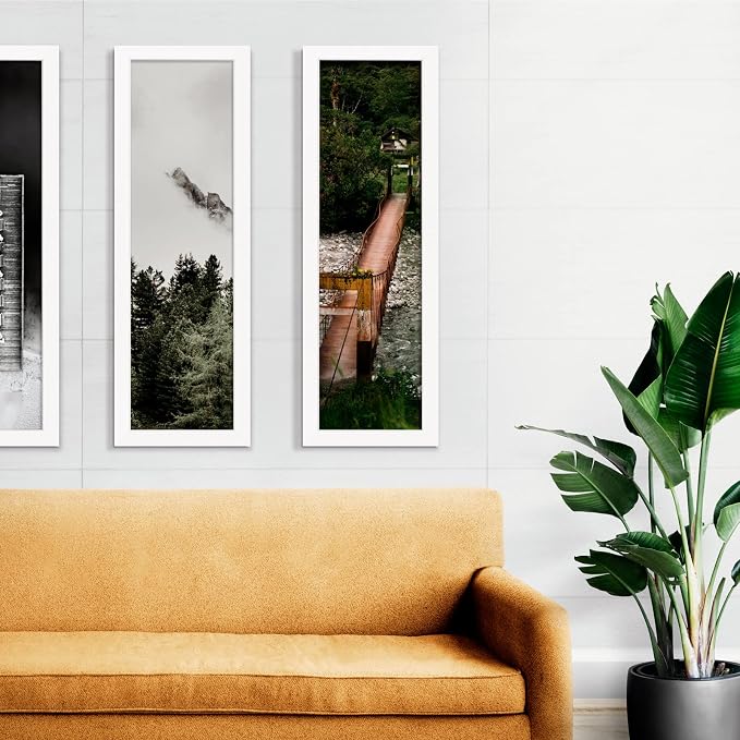 LaVie Home 8x24 Picture Frame White, Panoramic Picture Frame for Wall Decoration, Classic Black Minimalist Style Suitable for Decorating Houses, Offices, Hotels（1 Pack）