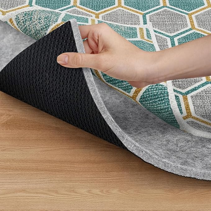 Premium Non Slip Rug Pad 5x8 Feet, 1/4" Thick Cushioned Rug Gripper for Hardwood Floors, Vinyl, Laminate, Stone, Carpet & Tile, Under Rug Padding Protects Floors