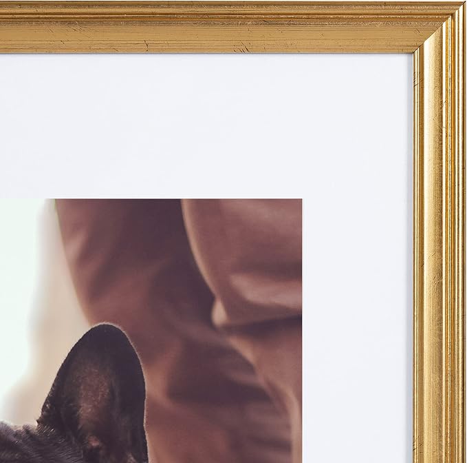 Kate and Laurel Adlynn Wall Picture Frame Set, 14" x 18" matted to 11" x 14", Gold, Set of 3