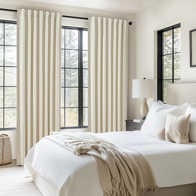 Warm Cream Short Length Blackout Curtains for Bedroom 63 Inch Length Pretty Custom Drapes Thermal Kitchen Traverse Curtains with Hooks for Track/Back Tab Basement Window Gray(50W x 63L 2Panels)