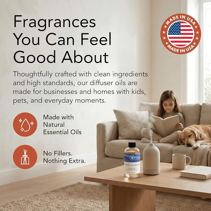 Aroma Country Capri Sunrise Luxury Diffuser Oil Refill (8.5 Fl Oz) | Hotel-Inspired • Long-Lasting Home Fragrance • for Aromatherapy, Reed Diffusers, Diffuser Machines & Room Sprays