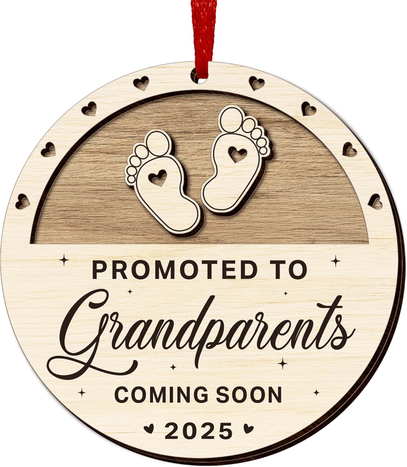 OASSIE Pregnancy Announcement for Grandparents, Christmas Ornaments 2025 - First Time Grandparents Gifts for Men, Women, New Grandma, Grandpa - Christmas Tree Decoration Wooden Ornaments