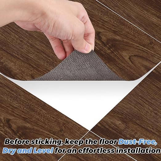 AKOLAFE 40 Sheet Vinyl Flooring 12 x 12 Peel and Stick Floor Tile Waterproof Dark Wood Vinyl Floor Tiles Clearance Self Adhesive Floor Tiles Sticky Laminate Flooring Stick on Bathroom Kitchen Basement