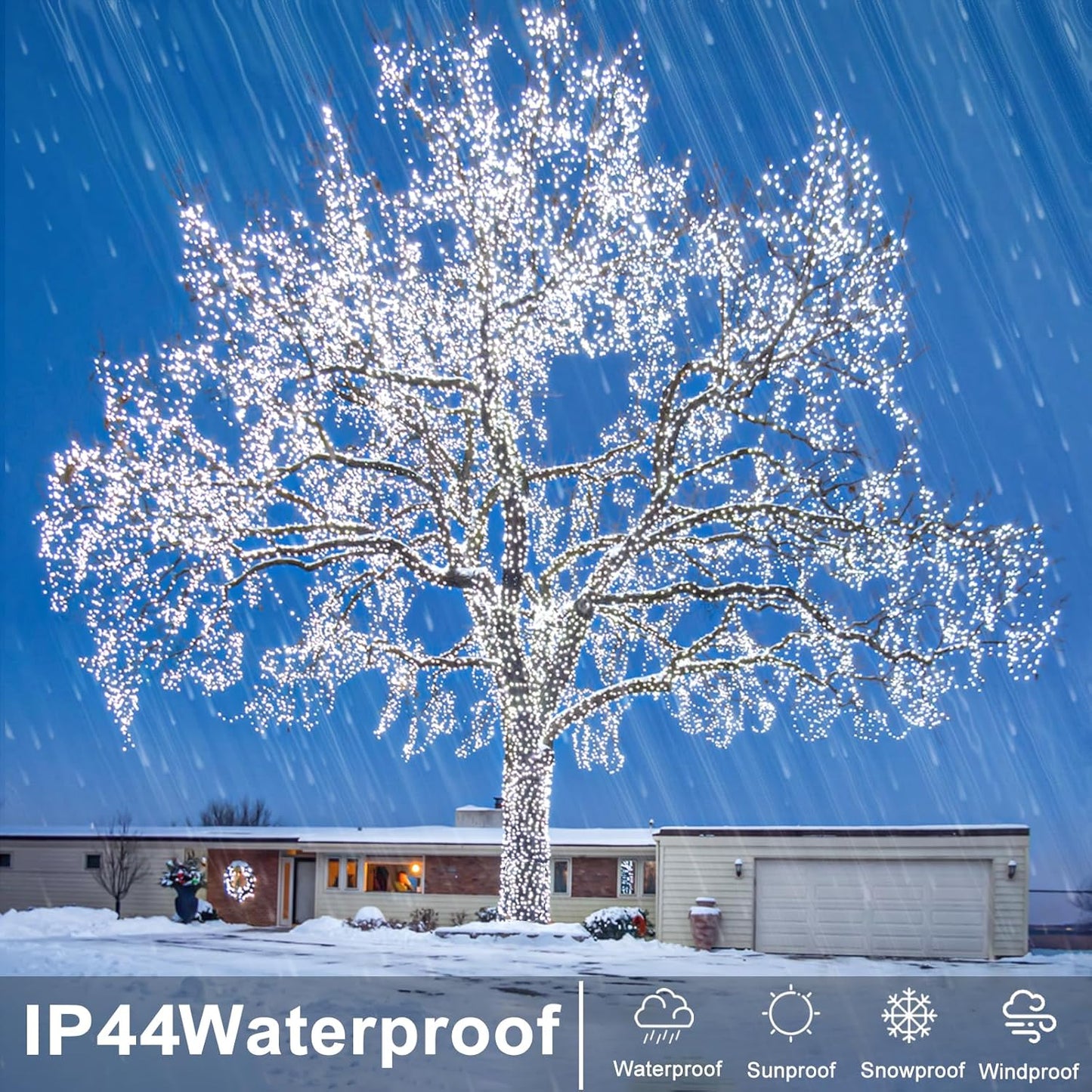 132FT 400 LED White String Lights Indoor Bedroom, 8 Modes White Christmas Lights Outdoor Clear Wire, Plug in Twinkle Fairy Lights for Bedroom Wedding Tree Christmas Decorations