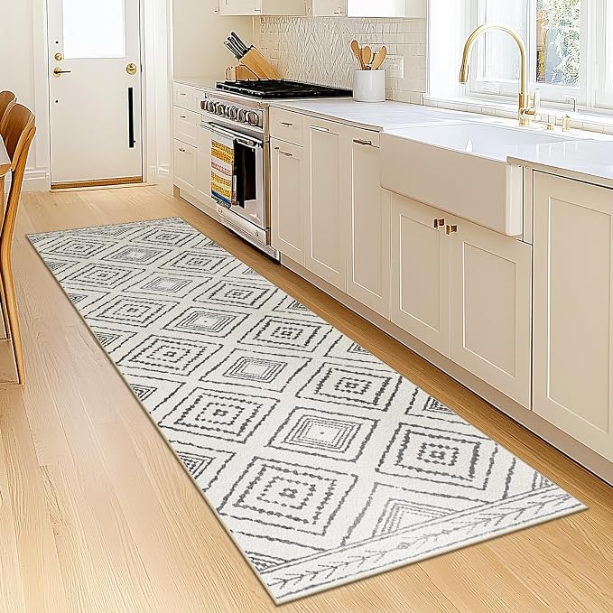 BESTSWEETIE Area Rug 2x6 Rug Machine Washable Non-Slip Low Pile Print Pattern Western Rug for Living Room Bedroom Entryway Tribal Series -Navywhite/Black