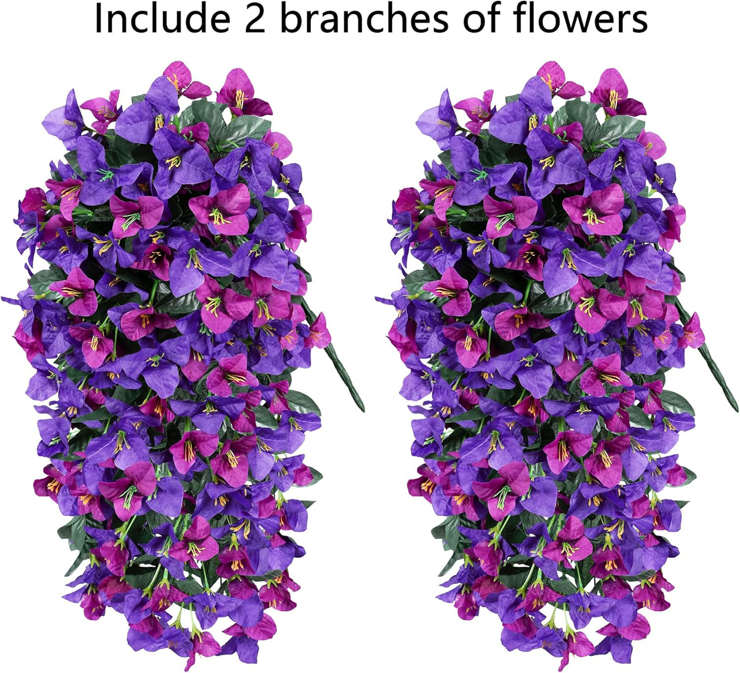 Faux Bougainvillea Artificial Flowers Plants for Outdoors Outside Decoration, 2pcs Fake Flowers Silk Long Trailing Vines UV Resistant Realistic for Front Door Porch Planter Urn Patio Balcony Yard, Mix
