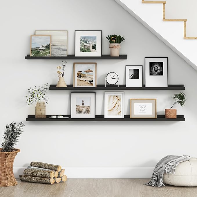 FLYJOE Floating Picture Ledge Shelves for Wall Set of 4, 36 Inch Wall Shelves with Lip Long Large Nursery Book Shelf for Toys Storage Kids Bookshelf Wall Mounted Living Room Bedroom Decor Frames