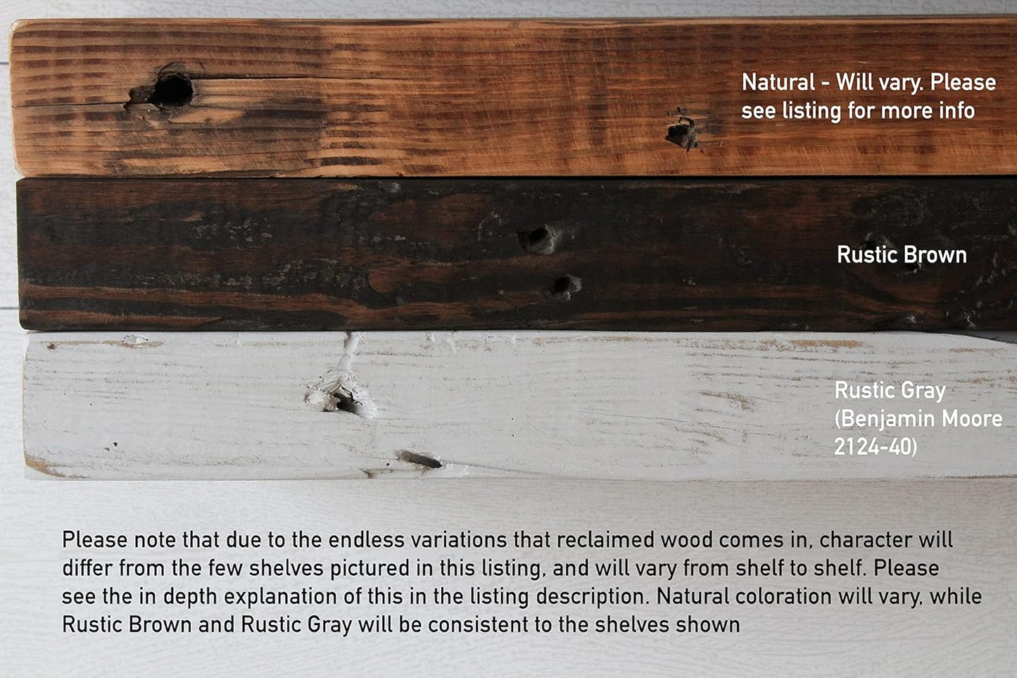 Urban Legacy Reclaimed Barn Joist Deep Floating Shelves | Deep Shelves with Low Profile Shelf Bracket with High Weight Capacity, Set of 2 (36" x 11" x 2.5", Rustic Gray)