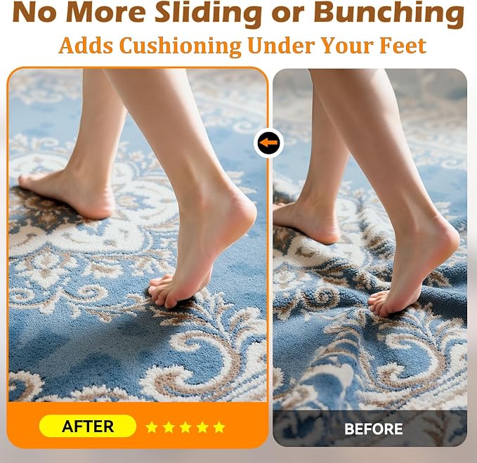 Songrey Non Slip Rug Pad Gripper 3x5 Ft, Thick Felt Fabric with Anti Skid Backing, Carpet Pad for Hardwood Floors, Keep Area Rugs in Place and Safe