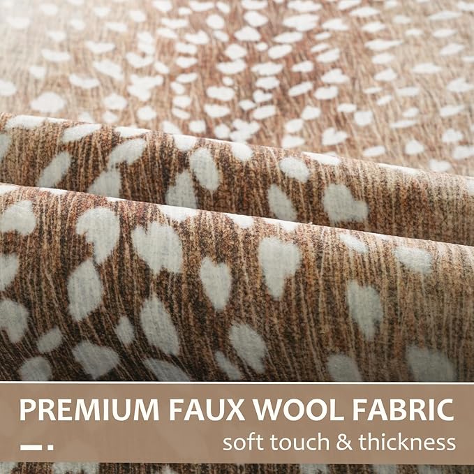 Soft Antelope Rug 4x6 Ft, Animal Print Rugs for Living Room Bedroom, Non-Slip TPR Backing for Hardwood Floors, Machine Washable & Easy to Clean, Pet Friendly Carpet for Kids, Brown, White