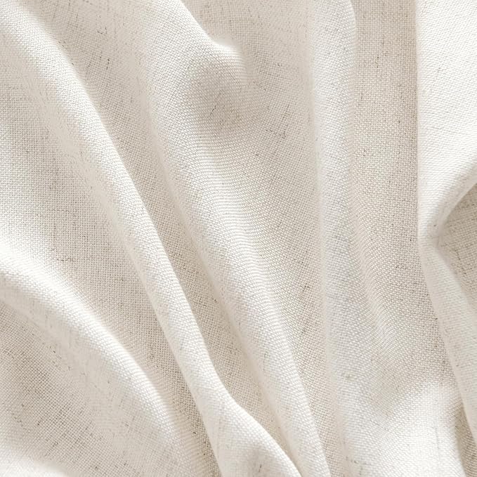 MIULEE Non-See-Through Privacy Linen Curtains 2 Panels, Light Filtering Window Curtains Farnhouse Textured Back Tab Semi Sheer Drapes for Bedroom Living Room, 52 x 98 Inches Long, Natural White