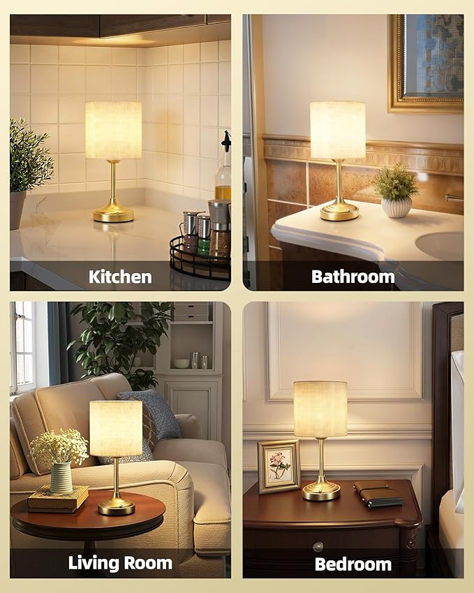 Wireless Lamp, 2-Pack, 8000mAh, Dimmable, Ambient Light, 2700K, Touch Control, Portable, Small, LED, Rechargeable Table, Rechargeable, Cordless, Desk Lamp, Kitchen Lamp, Fabric Shade, for Dining Room