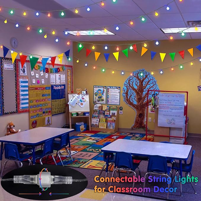 JMEXSUSS Multicolor 100 LED Globe Christmas Lights Indoor Plug in | 33ft 8 Mode String Lights with Remote, Connectable Fairy Lights for Bedroom Room Tree Party Holiday Christmas Decoration