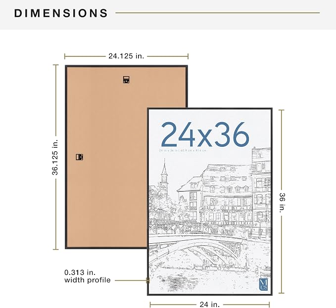 MCS The Original Poster Frame 3-Pack (24"x36") Black - Shatter-Resistant Cover - 1/3" Profile - Lightweight - Vertical & Horizontal Wall Hanging - Large Picture Frames for Posters, Art Prints, Photos