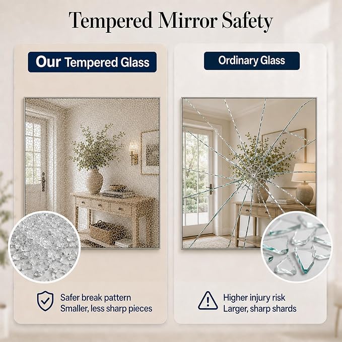 36"x36" Brushed Nickel Framed Square Bathroom Vanity Wall Mirror | Accent Wall Mirror, Square Geometric Look, Slim Metal Frame, Living Room or Entryway, Keyhole Mount, Tempered Glass