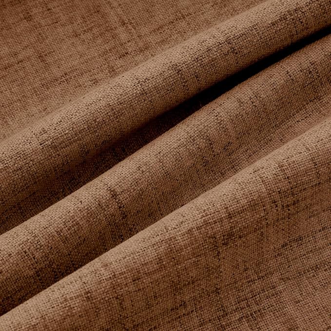 MIULEE 100% Blackout Linen Curtains for Bedroom, Brown Solid Luxury Decor Thermal Insulation Room Darkening Drapes for Living Room Back Tab Rod Pocket 42 x 84 Inches, 2 Panels