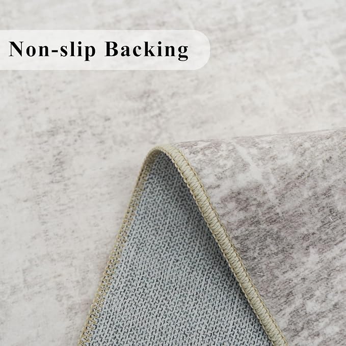 Abstract 2x10 Kitchen Rug Runners - Washable 10ft Hardwood Sink Rugs Non-Slip Hallway Entryway Area Rug Soft Floor Mat Indoor Farmhouse Carpet for Bathroom Living Room Bedroom (2 X 10,Beige/Cream)