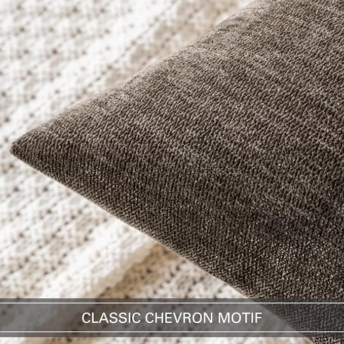 MIULEE Pack of 2 Brown Decorative Pillow Covers 18x18 Inch | Soft Chenille Couch Throw Pillows Farmhouse Cushion Covers for Home Decor Sofa Bedroom Living Room