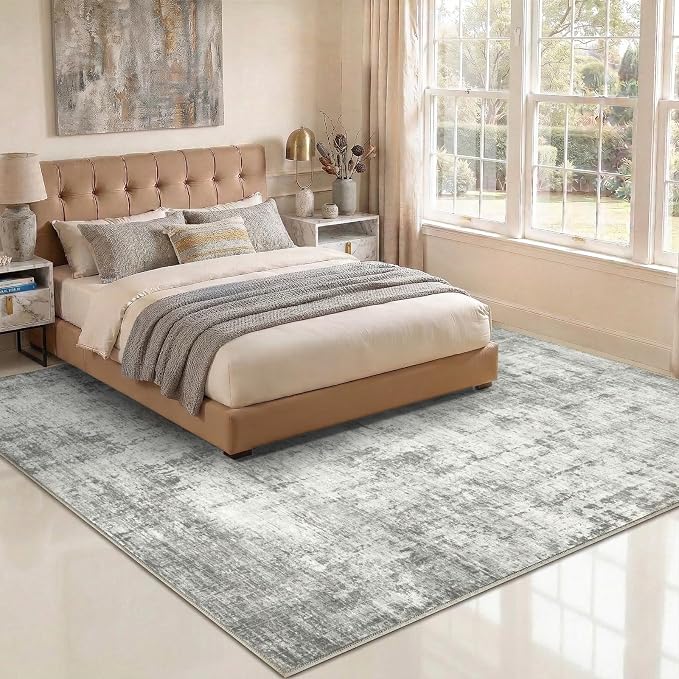 10x14 Area Rugs Washable Living Room Rug-No Slip Soft Carpets Modern Abstract Indoor Floor Stain Resistant Large Carpet for Bedroom Dining Room Farmhouse Nursery Home Office Grey