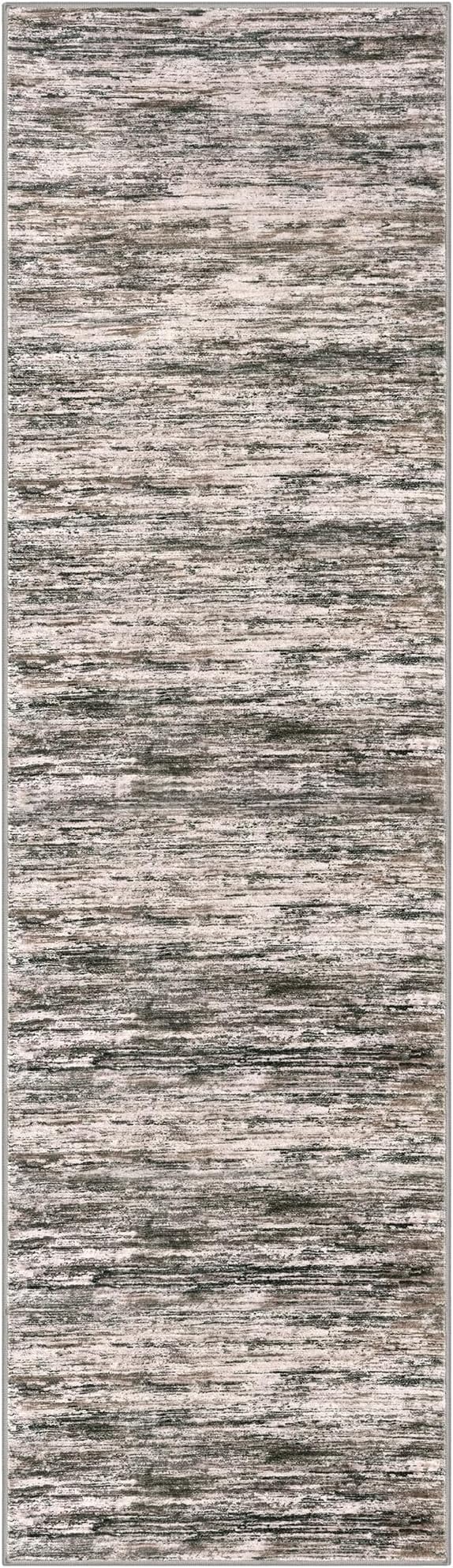 SIILOOM 2x7 Modern Abstract Runner Rug for Hallways, Brown Green Black White Super Soft Hallway Decor Kitchen Rugs with Non-Slip, Non-Shedding Washable Rug for Hallways Entryway Bedroom Indoor