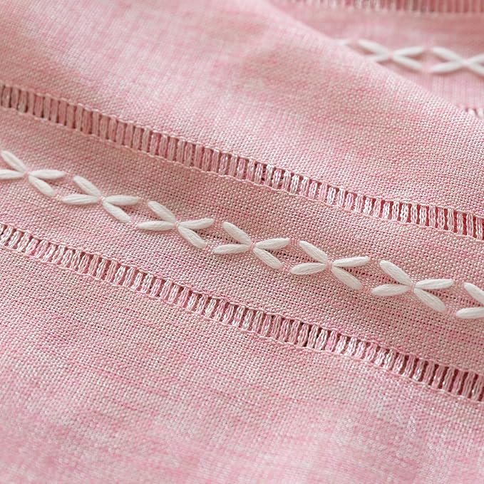 RoomTalks Cute Pink Textured Curtains for Girls Bedroom Nursery 84 Inches Length 2 Panels Light Filtering Boho Chic Tassel Window Curtain Panels Modern Farmhouse Draperies