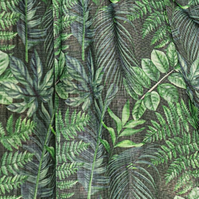 Deeprove Boho Valance Kitchen Window Curtain Over Sink Tropical Botanical Leaves Print 18 Inch with Fringes Natural Rainforest Plant Small Short for Summer Decor Cafe Privacy 1 Panel 52W x 18L