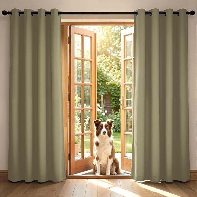2 Panels 100% Blackout Linen-Textured Curtains, Thick Thermal Insulated Grommet Drapes with Subtle Herringbone Weave, Luxury Decor for Bedroom/Living Room, 54 x 54 Inches, Taupe