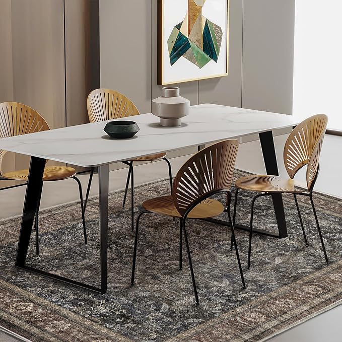 CHAMPLANT Area Rug 5'x7' Washable Rug Vintage Traditional Floor Cover Thin Retro Kitchen Indoor Distressed Non Slip Carpet for Living Room Bedroom Dining Room