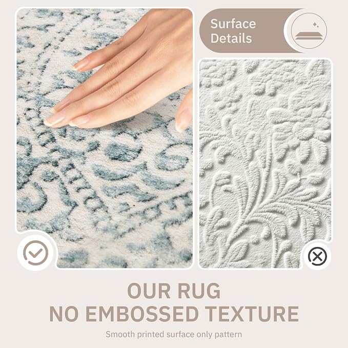 Soalmost 10x14 Area Rug for Living Room, Moroccan Trellis Washable Soft Rug | Stain Resistant Non-Slip Low Pile Natural Extra Large Carpet for Dining Room Bedroom Home Office Nursery Teal Blue, 10'x14'