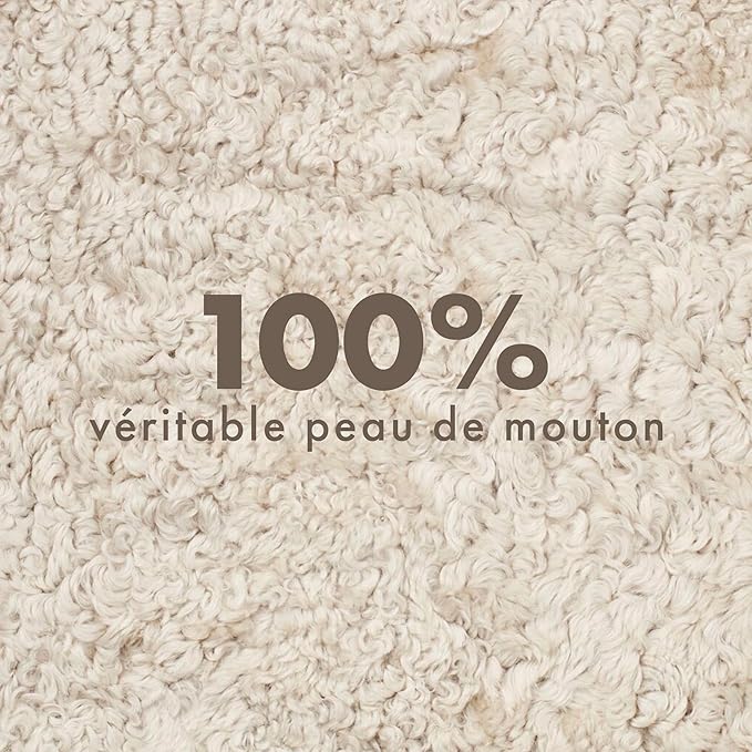 Nordic Sheep Real Sheepskin Rug Short Hair 2x3 ft | Bedside Rugs for bedrooms, Sofa, Chair or Dining Table | Each Sheepskin is Unique and Created by Nature | Small Fluffy Rug in Beige