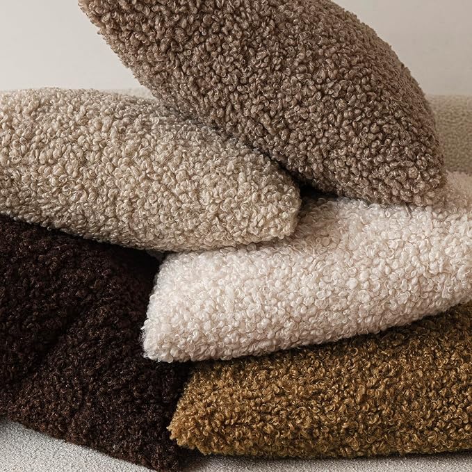 Foindtower 2 Pieces 20x20 Inch Dark Brown, Faux Fur Throw Pillow Cover Accent Sherpa Furry Pillow Covers Fuzzy Soft Pillowcases Cozy Sheepskin Decorative Fleece Cushion Case for Bed Couch Living Room