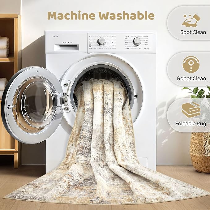 7x10 Area Rug Living Room: Washable Large Abstract Modern Soft Rugs Stain Resistant Indoor Floor Non-Slip Accent Carpet for Young Career Worker Aged 25-34 - Bedroom Playroom Office Dining Room