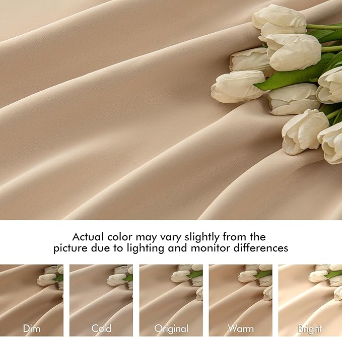 MIULEE Back Tab Beige Curtains 84 Inch Length 2 Panels Set for Living Room Bedroom, Cream Rod Pocket/Pinch Pleated Light Blocking Thermal Insulated Room Darkening Blackout Curtains 84 Inches Long