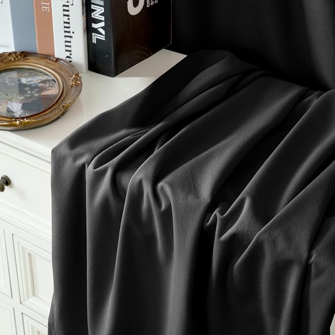 YoungsTex Extra Long Velvet Curtains 96 Inch Legnth, Black Blackout Drapes with Grommet Room Darkeing for Bedroom Living Room Window Treatments, 2 Panels, 52 X 96 Inch