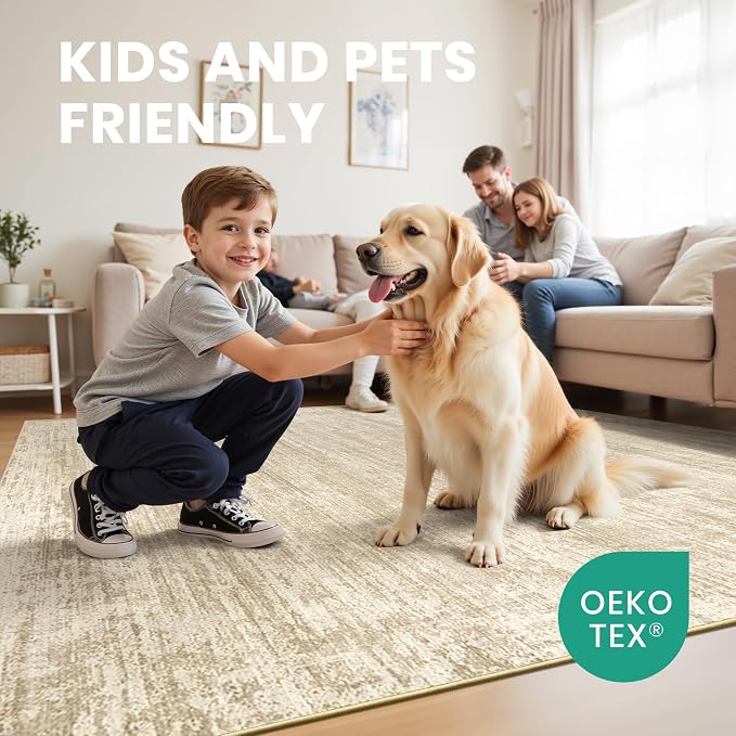 zesthome 10x14 Area Rugs for Living Room, Non-Slip Backing Washable Rug, Modern Abstract Area Rug, Stain Resistant Rugs for Bedroom, Ultra-Thin Large Area Rugs, Area Rug 10x14