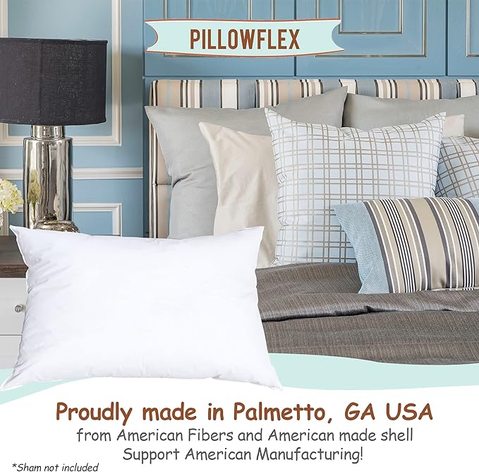 Pillowflex Synthetic Down Pillow Insert - 22x32 Down Alternative Pillow, Ultra Soft Oversized Queen Bed Sleeping Pillow, Large Rectangle Sham - 1 Decorative Pillow Form