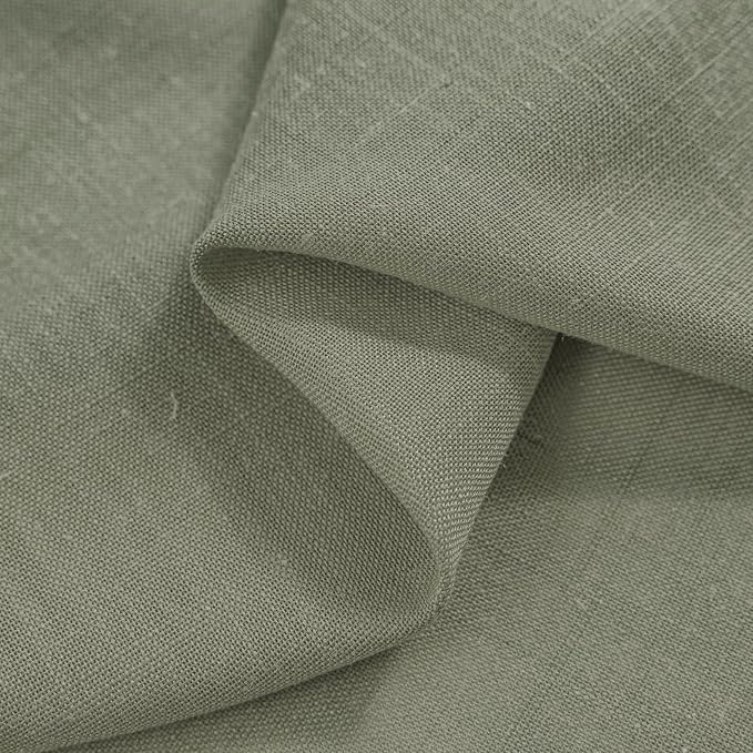 Light Sage Green Ruffled Curtains 96 Inches Long 2 Panels, Each W58 x L96 In, Linen Textured Cottage Curtains for Living Room Bedroom Rod Pocket Privacy Semi-Sheer Farmhouse Boho Flowy Curtain Drapes