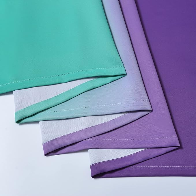 Yakamok Teal and Purple Blackout Curtains, Ombre Full Room Darkening Window Curtains for Living Room,Grommet Thermal Insulated Drapes,Light Blocking Curtains for Girls Bedroom,52x54 Inch, 2 Panels