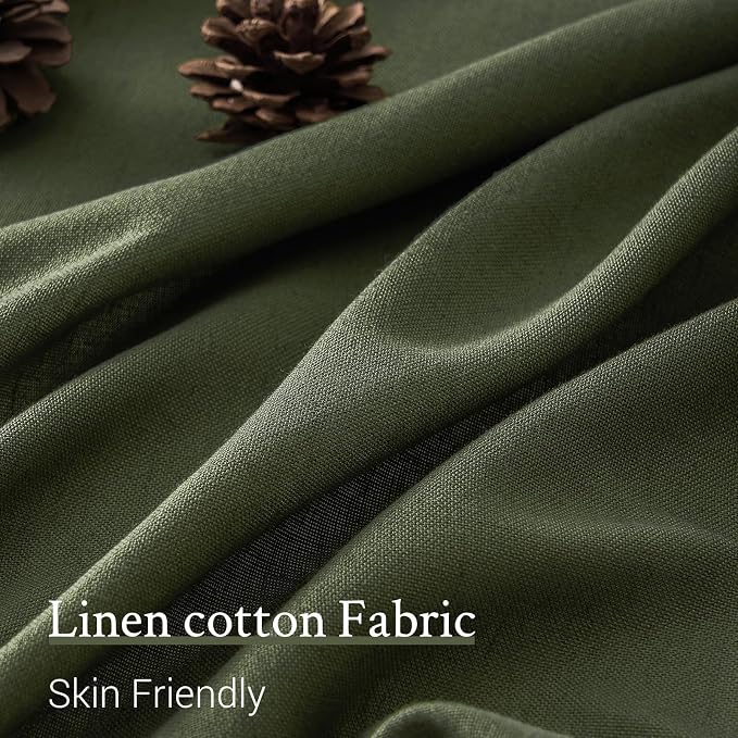 Topfinel Pinch Pleated Curtains 90 Inches Long 1 Panels Set,Olive Green Semi Sheer Cotton Blend Fabric Aesthetic Advanced Curtain Drapes for Living Room Bedroom,60x90 inch Length
