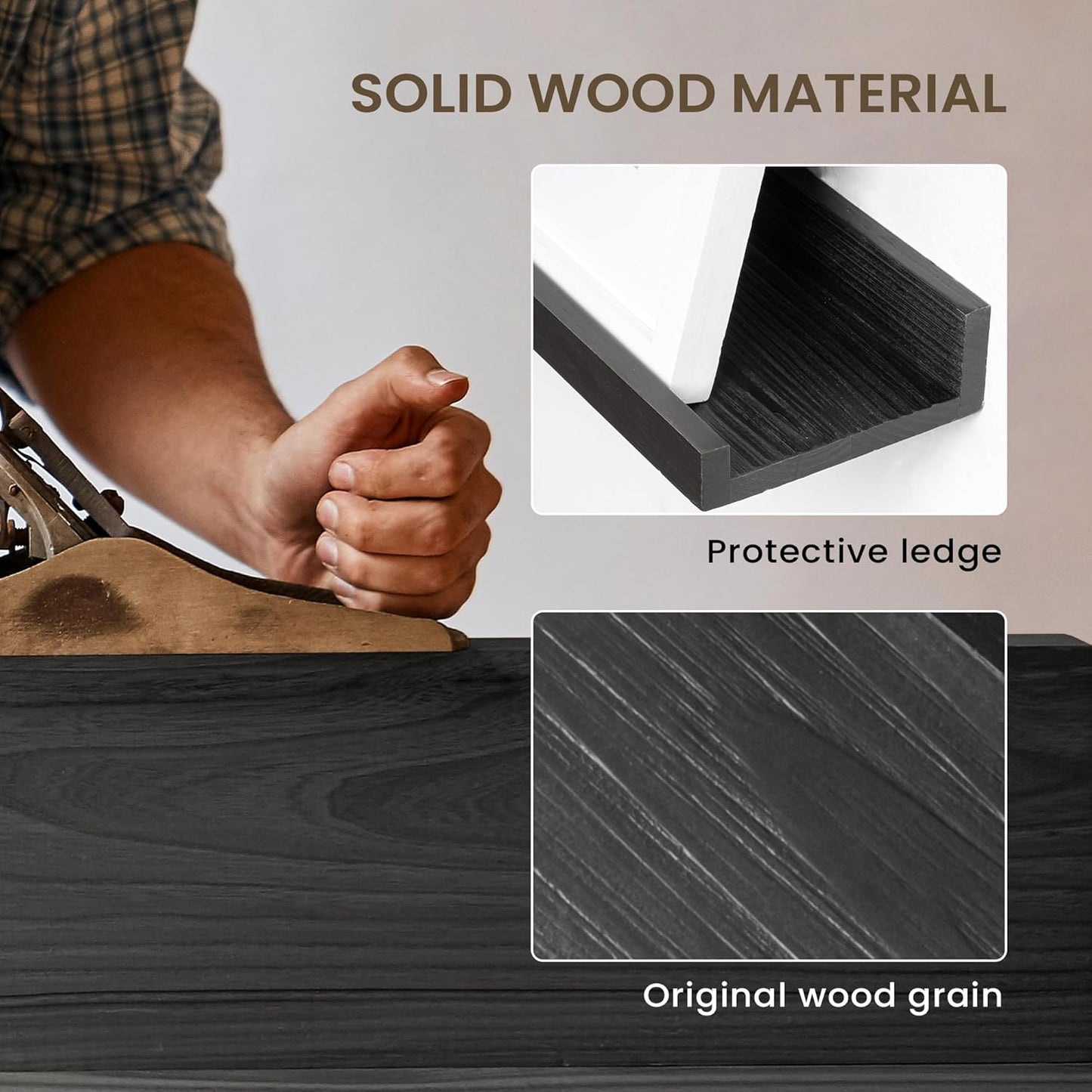 Floating Shelves for Wall, Picture Ledge Shelf 48 Inch Solid Wood Set of 2, Rustic Wall Shelves with Lip, Kids Bookshelf, Photo & Picture Live Edge Floating Shelves for Bedroom, Living Room, Kitchen