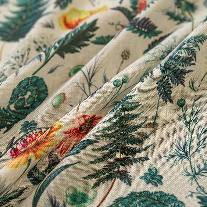 Deeprove Boho Florals Print Curtains 84 Inches Long with Tassel, Palm Leaves Sheer Window Treatments Vintage Drapes for Bedroom Living Room Abstract Privacy 2 Panels Pair 52W x 84L