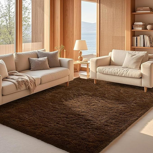 Ophanie Brown Rugs for Living Room Bedroom, 6x9 Fluffy Fuzzy Furry Carpet,Plush Soft Shaggy Bedside Indoor Floor Area Rug for Kids Girls Boys Baby Teen Dorm Nursery Decor with Over 99 pcs Pile fibers
