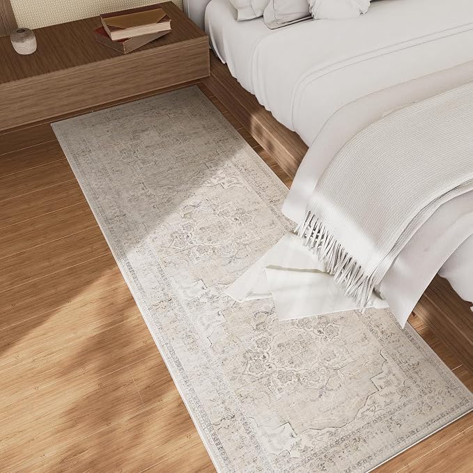 Washable Kitchen Rugs Non Slip: 2x6 Hallway Runner Rug Non Slip Boho Floor Rug with Rubber Backing Soft Faux Wool Low Pile Non Shedding Carpet Runners for Entryway Bedroom Living Room Entrance Indoor