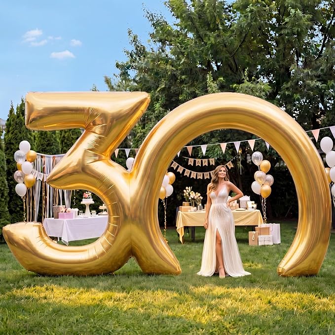 Seenelling 17 ft Golden 30th Anniversary Giant Inflatable Archway Decoration Built-in LED Lights for Birthday Wedding Anniversary Corporate Celebration Party Entrance Outdoor Supplies