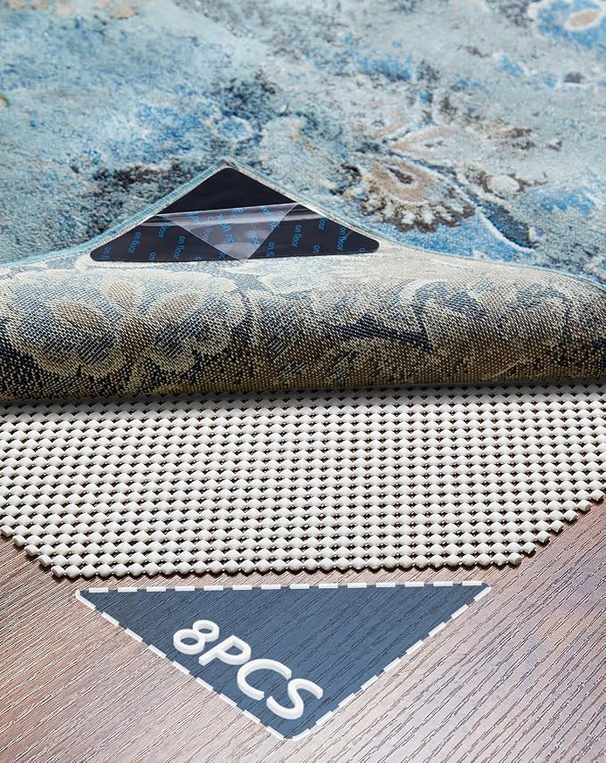 Veken Rug Gripper Pad for Hardwood Floors Tile Floors with 8 Pcs Rug Tape, Thick Cushion Non Slip Rug Pads for Area Rugs, Under Carpet Anti Skid Mat, Keep Your Rugs Safe and in Place, 2x3 Ft