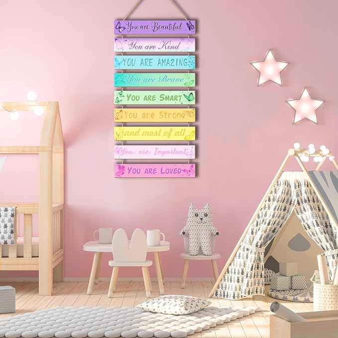Butterfly Room Decor Set - 9 Pieces for Girls' Bedroom, Inspirational Wall Plaques