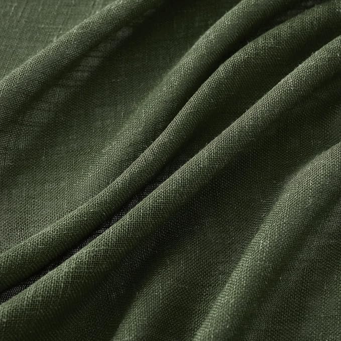 MIULEE Olive Green Linen Curtains 84 Inch Length for Bedroom Living Room, Soft Thick Linen Textured Window Drapes Semi Sheer Light Filtering Back Tab Rod Pocket Burlap Look, 2 Panels, 37x84 Inches