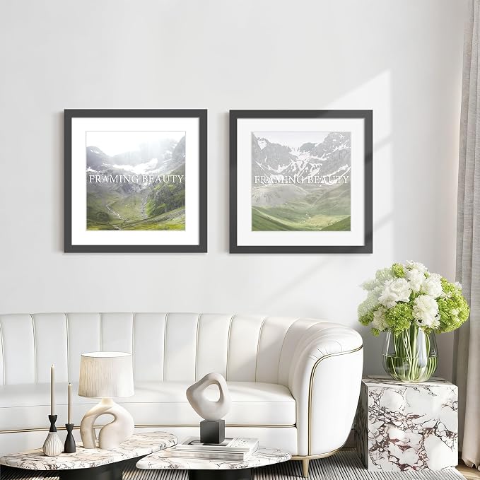 Picrit 20x20 Picture Frame 3 Pack, Display Poster 16 x 16 with Mat or 20 x 20 without Mat for Horizontal or Vertical Wall Mounting, BLACK