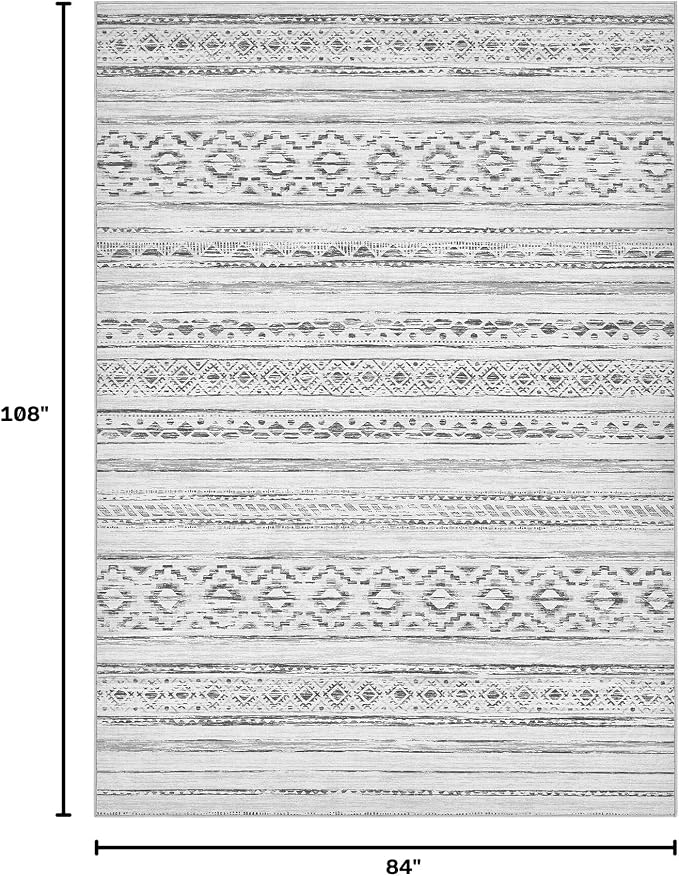cotiled 7x9 Area Rugs Living Room Rug: Washable Boho Rugs with Non Slip Backing Large Soft Indoor Stain Resistant Carpet for Bedroom Farmhouse Dining Room Lightweight Home Decor Cream Grey