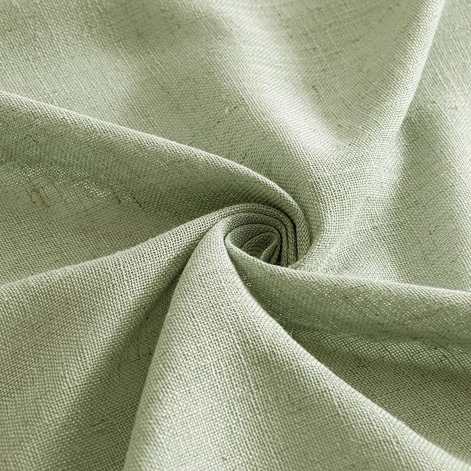 MIULEE Sage Green Linen Curtains 96 Inch Long for Bedroom Living Room, Soft Thick Linen Textured Window Drapes Semi Sheer Light Filtering Back Tab Rod Pocket Burlap Look Farmhouse Decor, 2 Panels